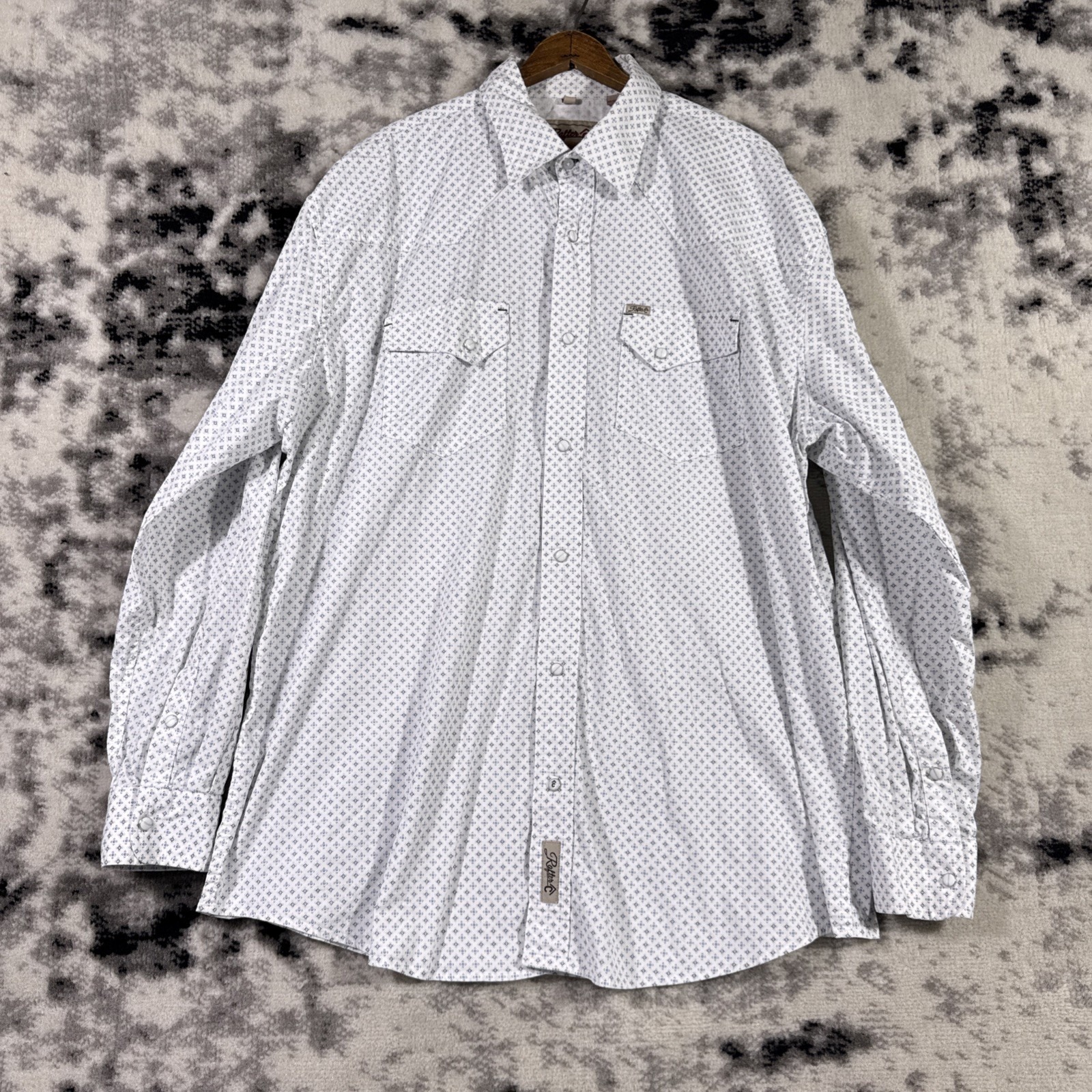 Rafter C Shirt Mens Size Xxl White Geometric Pearl Snap Western Cowboy Stretch